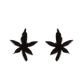 Minimalist black leaf stud earrings with matte finish and natural maple leaf design - Maple Leaf / Black