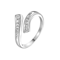Detailed view of an adjustable silver toe ring featuring sparkling white zircon accents - Style 8-Diamond Open / Gold