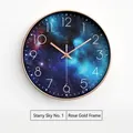 Moderne Sternenhimmel-Wanduhr mit roségoldenem Rahmen und leisem Uhrwerk für Zuhause - Sternenhimmel Nr. 1 / Roségoldener Rahmen