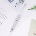 Sleek silver metal DIY beaded pen featuring a smooth ergonomic grip and metallic finish - Silver