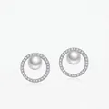 Orecchini a cerchio in argento S925 con perla e cristalli micro-pavimentati - Argento (Perla Bianca)