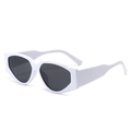 Fashionable white thick cat-eye sunglasses with dark lenses for street style look - White Frame Dark Grey Lens