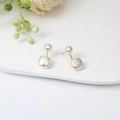 Minimalist geometric cream pearl stud earrings with elegant gold metal accents - E2834-4-Geometric Square Circle Pearl