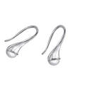 Componenti per orecchini a gancio in argento S925 lucido con base a goccia - Oro Bianco