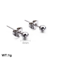 Minimalist 4mm silver round ball stud earrings in surgical steel with butterfly back - 4mm / Steel