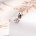 Exquisite silver flower ear stud featuring micro-set clear zircon stones in a floral design - White (Single Piece)