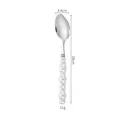 Eleganter Edelstahllöffel mit weißem Perlengriff 18cm für gehobene Tischkultur - Dessertlöffel / Weiß