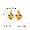 Dettagli dimensioni orecchini a cuore in oro 18K con larghezza 1,4 cm e altezza 2 cm - Stile di Cuore (HC-E10517)