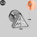 Boucles d'oreilles en titane G23 avec zircone triangulaire, taille 4,8 mm par 4,2 mm - 1.2*8 / Zircon Blanc
