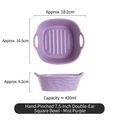 Bol carré en céramique violet brume de 7,5 pouces avec anses et capacité de 420 ml - Pourpre Brumeux Bol Carré 7,5 Pouces