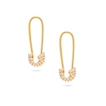 Eleganti orecchini a forma di spilla da balia dorati con brillanti zirconi - Stile spilla da balia / Oro