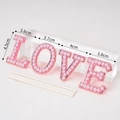 Rosa LOVE Perlen Tortenstecker mit Maßen für Muttertag und Partydekorationen - Perlrosa LOVE
