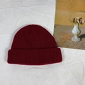 Winter rib-knit beanie cap in deep burgundy wine red for outdoor warmth and style - One Size / Burgundy