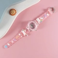 Pink cartoon quartz watch with 3D unicorn and rainbow motifs on silicone strap - Unicorn 5 / Pink