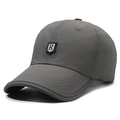 Dark grey quick-dry baseball cap with a white R letter shield patch for outdoor sports - Adjustable / Dark Gray