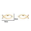 Minimalist gold stainless steel fish stud earrings with 4mm by 9mm size dimensions - Gold