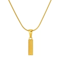Elegant gold titanium steel necklace with rectangular textured pendant and snake chain - Letter I (S-P004-I)