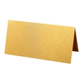 Close-up of golden pearlescent paper table card with a premium metallic finish - Gold