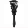 Ergonomic black octopus hair brush with curved hollow back for detangling and styling - Black