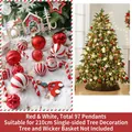 Set da 97 pezzi di decorazioni natalizie rosse e bianche per alberi da 210cm - Set 210cm (97 Pezzi) / Rosso & Bianco