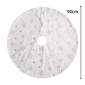 90cm white plush Christmas tree skirt with shimmering silver snowflake patterns - 90CM Diameter/Silver Snowflake