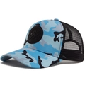 Gorra trucker de camuflaje azul con malla negra y parche de logo redondo - Camuflaje Azul