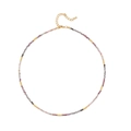 Handmade necklace with colorful natural stone beads and golden brass lobster clasp finish - Purple Mixed Necklace
