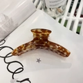 Amber acetate hair claw clip with colorful rhinestones on an artistic magazine - Caramel - Colorful Rhinestone French Claw (Approx 10.5cm)