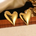 Elegant gold heart-shaped stud earrings with a polished finish and minimalist design - Gold High Gloss Glossy Heart Earrings