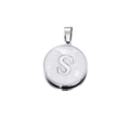 Silver round pendant featuring white mother of pearl inlay with letter S engraving - Letter S / 22mm (1 Piece/Pack) / Steel