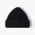 Klassische schwarze Strickmütze für Damen mit warmer Wabenstruktur und breitem Aufschlag - Einheitsgröße / Schwarz