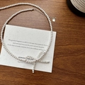 Élégant collier de perles en argent S925 avec nœud sur papier artistique blanc - Argent 925 / Type A Style Perle Artificielle