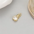 Pendentif coeur doré avec zircon clair et accents bleus pour la création de bijoux - Forme de coeur / Abeille / Or + Blanc