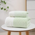 Microfiber coral fleece towel set in mint green and white with floral pattern - Towel (35*75cm) / Cyan & White Two-tone