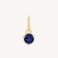 Minimalist titanium steel gold charm with round blue birthstone and three-prong setting - September Gold
