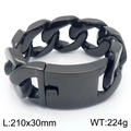 Bracciale a catena cubana nera in acciaio inossidabile da uomo lucido misura 210x30mm - Bracciale a Catena Cubana (KB190950-KJX) / Bracciale Nero