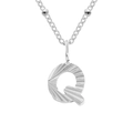 Zilveren titanium stalen ketting met getextureerde letter Q hanger en kralenketting - Letter Q (Q-Staalkleur)