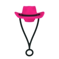 Pink cowboy hat shaped silicone straw cover cap with black hanging loop for 6-10mm straws - 1 Piece / Lanyard Cowboy Hat Rose Red