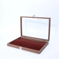 Walnut finish jewelry box with glass lid and red velvet interior for ring display - Necklace & Bracelet / Walnut With Coffee Interior