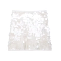 Detailed view of white sequined mini skirt featuring intricate sequin stitching and hem details - White