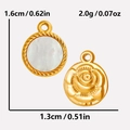 304 stainless steel necklace with rose engraved white mother of pearl heart pendant - Gold Color White Mother of Pearl Pendant Only (S1994-G-W)