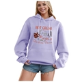 Purple Christmas hoodie featuring hot cocoa and cozy blankets print with drawstring - S / Tops / Purple