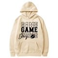 Beige American football oversized hoodie with front pocket and Game Day graphic print - S / Tops / Apricot