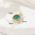 14K gold plated whale tail charm with green enamel and zircon stones for DIY necklaces - 14K Gold - Dolphin Round Plate