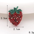 Macro view showing dimensions of a strawberry rhinestone charm measuring 3.3cm by 2.1cm - D946 Strawberry