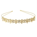 Elegant gold headband with sparkling white crystals for bridal or party hairstyles - Double Row Rhinestones - Gold