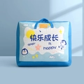 Blue oxford cloth quilt storage bag for nursery kids with penguin cartoon and label card - Thickened Blue Happy Growth - Medium
