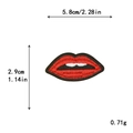 Embroidered red lips patch for clothing with white teeth detail and black edge finish - GZ-4679 (With Adhesive)
