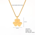 Detail view of 18k gold plated clover pendant with precise chain size specifications - Three-leaf Clover Style (463)
