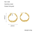 Pendientes de corazón calado en acero inoxidable chapado en oro 18K, diámetro 27mm - Corazón Calado (ZXG1348) / Dorado